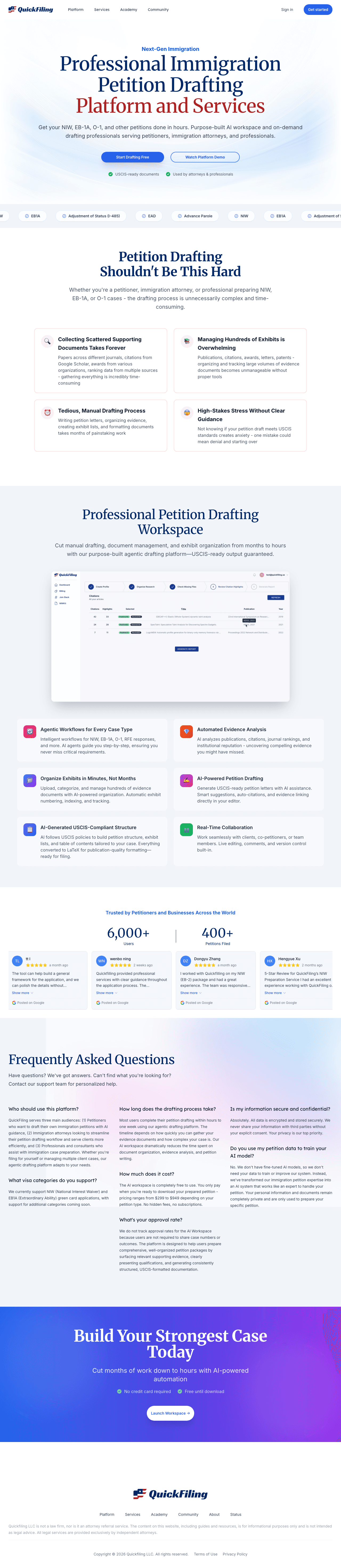 QuickFiling.us — AI immigration petition platform